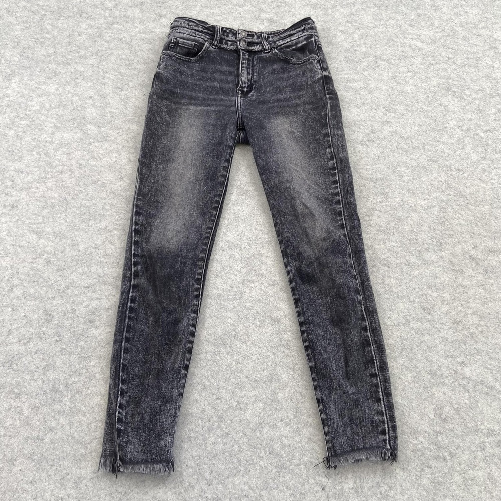 KanCan Skinny Jeans Juniors 5/26 (26x26) Gray Acid Wash Distressed *MARK*